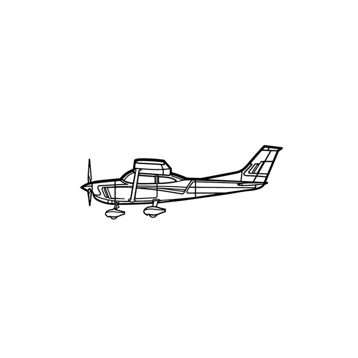Ignite Laser Cessna 182 - Four-Seat Light Aircraft Silhouette Metal Wall Art Coated Black 15.7 inch - 40 cm