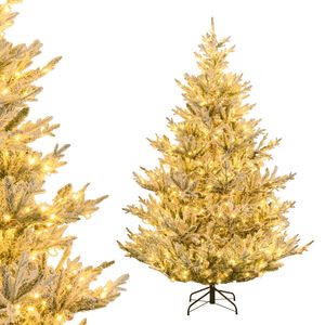 Costway 2.1M Christmas Tree 13 Modes LED Pre-lit Snow Flocked Xmas Decoration Gift