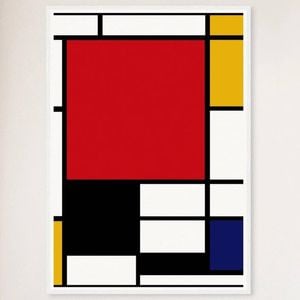 Galrie Piet Mondrian Large Composition Art Print With Bold Red, Yellow, Black, and Blue, White Frame, A1 60 x 84cm (23 x 33inch)