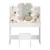 Advwin Dressing Table Stool Set 10 LED Adjustable Bulbs Makeup Mirror