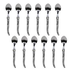 12pc Laguiole Etiquette Stainless Steel Teaspoon Set 15.5cm Marble Grey