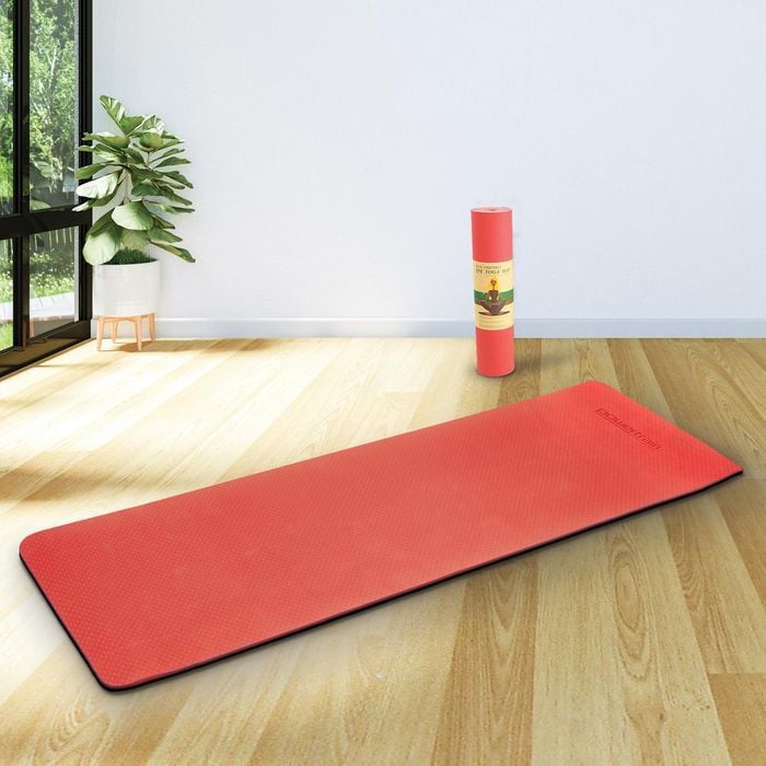 Powertrain Red TPE Yoga Exercise Mat Home Gym Pilates Fitness 8mm