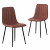 Bribrion X2 Dining Chairs With Black Metal Legs Upholstered Faux Leather Seats Channel Back Modern Kitchen Saddle Brown Pu