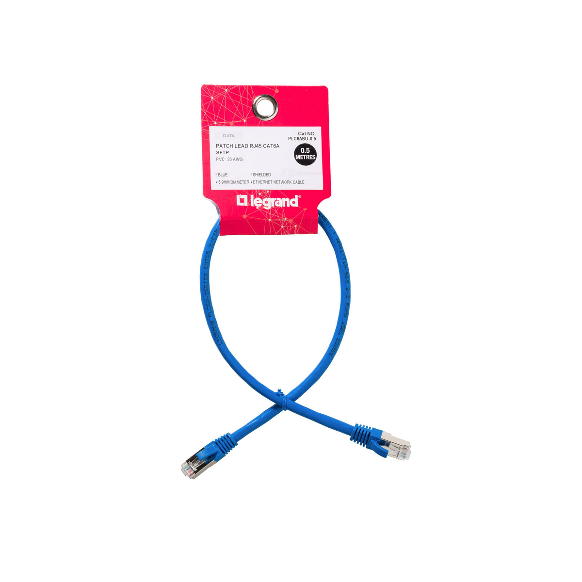 Legrand 0.5m Blue Cat6A RJ45 SFTP Patch Lead - Bunnings Australia