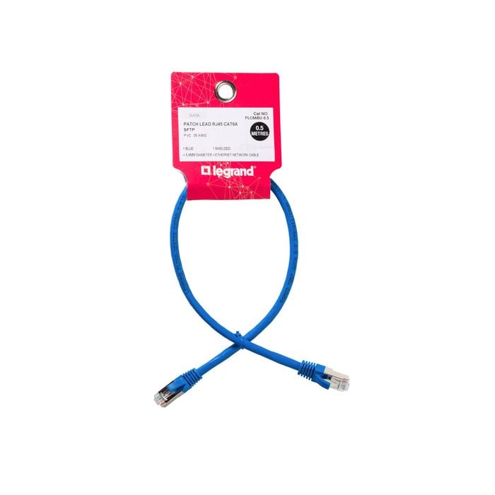 Legrand 0.5m Blue Cat6A RJ45 SFTP Patch Lead