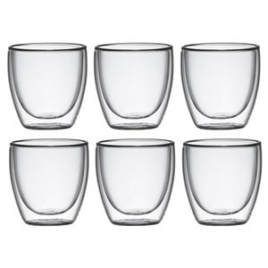 6pc Coffee Culture Barista 250ml Double Wall Hot/Cold Drinks Coffee Clear