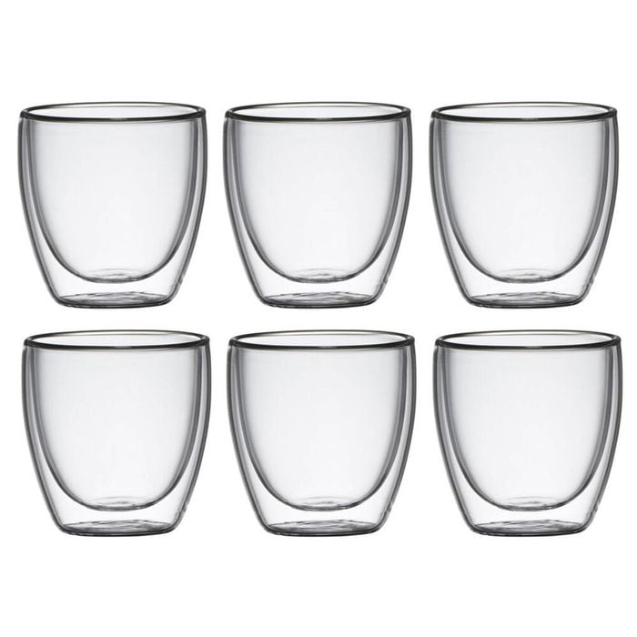 6pc Coffee Culture Barista 250ml Double Wall Hot/Cold Drinks Coffee Clear