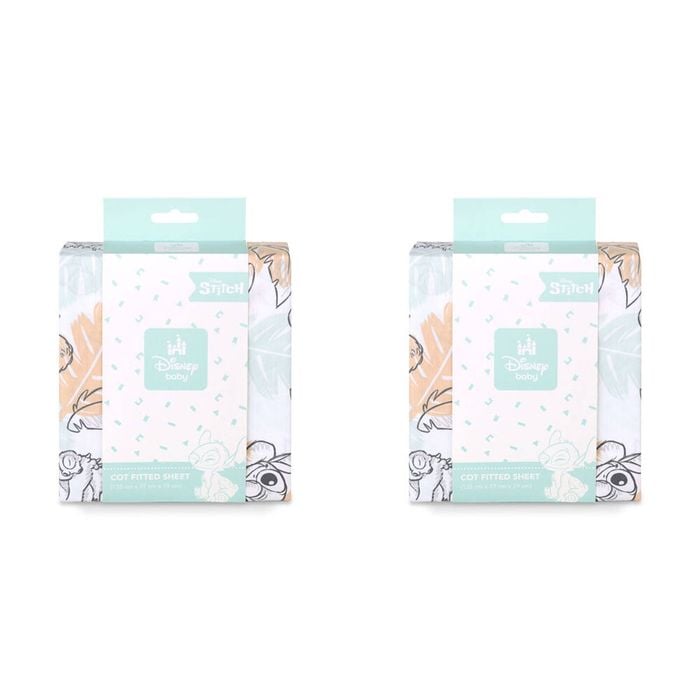 2PK Disney Stitch Baby/Kids Soft Cot Fitted Bedding Sheet 132x77cm
