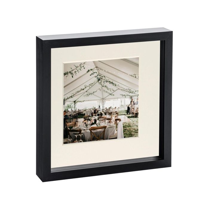Nicola Spring 10" X 10" Black 3d Box Photo Frame - 6" X 6" Mount