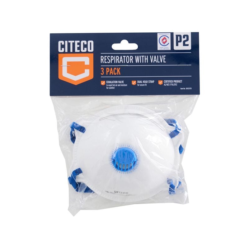 P2 Disposable Respirator With Valve - 3 Pack
