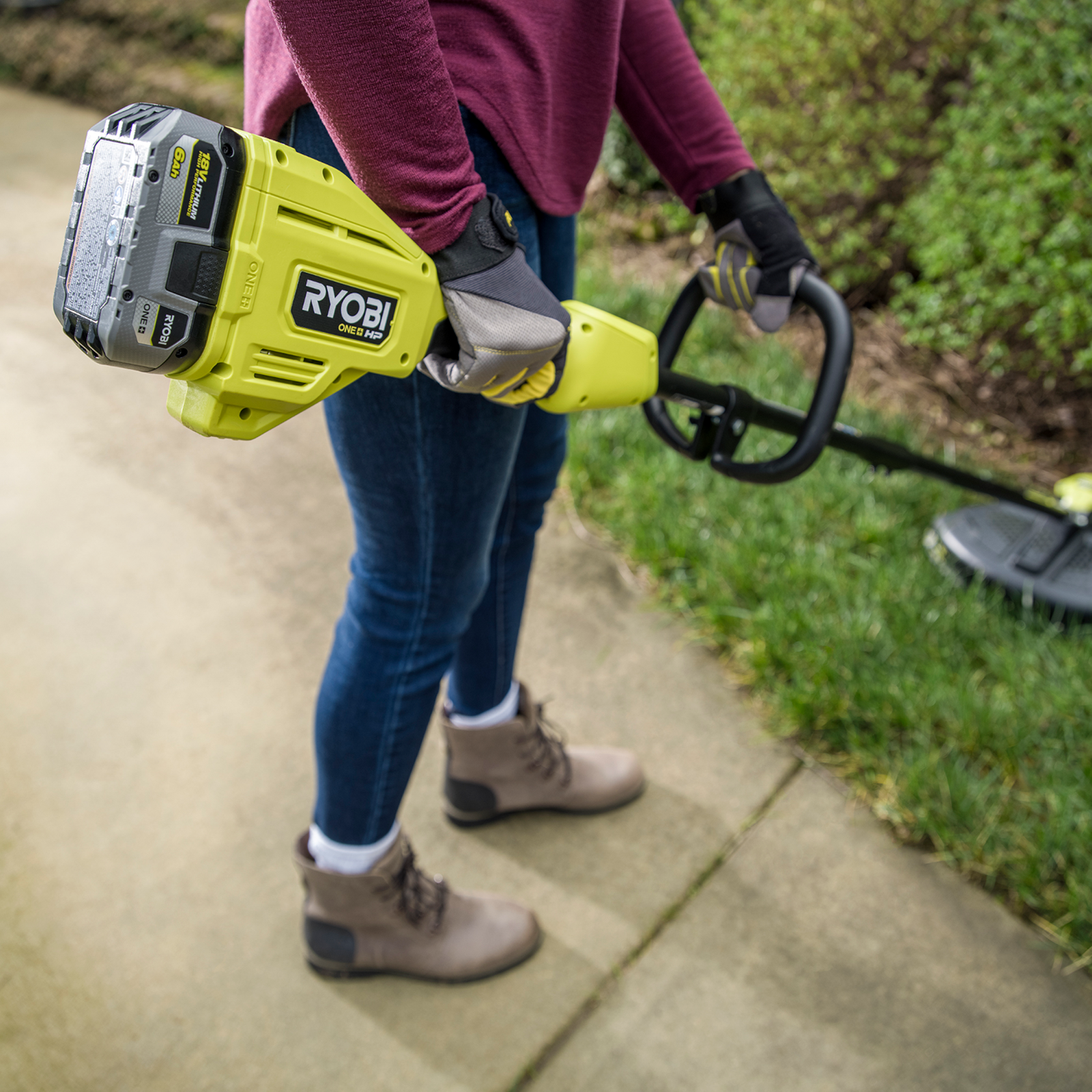Ryobi 18V ONE HP 33 38cm Whisper Brushless Line Trimmer Tool Only Bunnings Australia