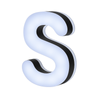 Lit Up 3D Led Letter S Illuminated Opal Acrylic 100mmHx92mmWx23mmD