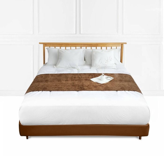 SOGA 70cm Brown Vintage Bed Scarf Runner Set of 3 – Bedding Tail Pad