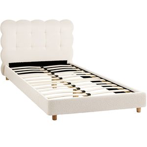 Artiss King Single Bed Frame Cloud Headboard Boucle Fabric Mattress Platform Base White