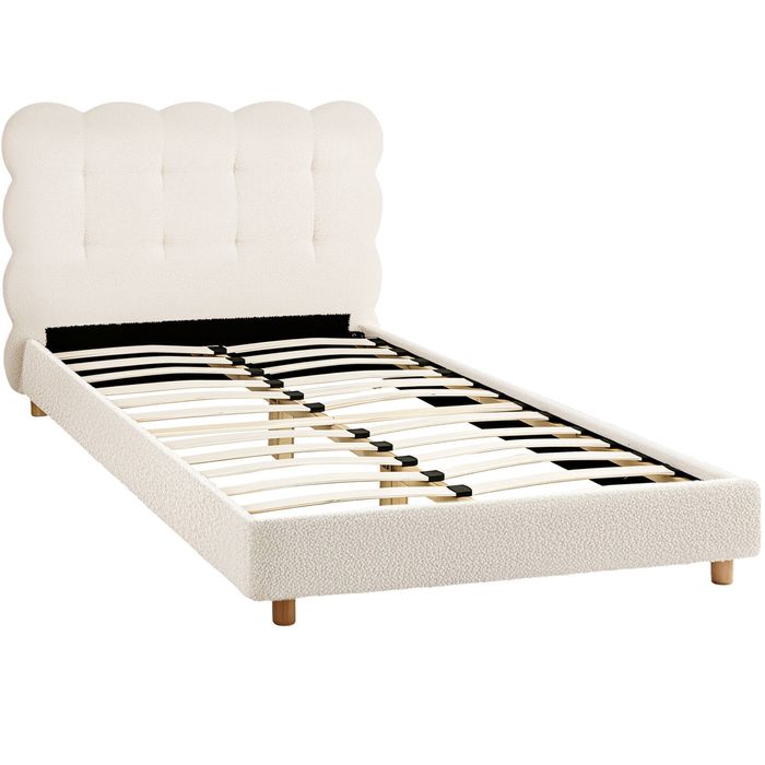 Artiss King Single Bed Frame Cloud Headboard Boucle Fabric Mattress Platform Base White