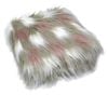 Faux Fur Long Hair Throw Rug White Pink Brown Mix