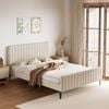 Oikiture Bed Frame Base Velvet Fabric Beige ROYO - Queen