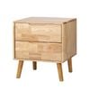 Oikiture Bedside Table 2 Drawers Storage Nightstand Solid Wood Natural