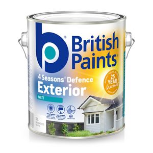 British Paints 4 Seasons White Matt Exterior Paint - 2L