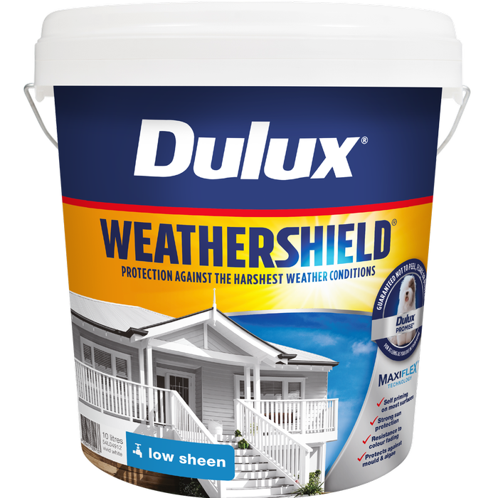 Dulux 10L Deep Low Sheen Weathershield Exterior Paint