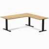 Desky Fixed Height Light Oak Rubberwood L-Shape Office Desk 1800x1750mm Matte Black Frame