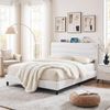 Artiss Queen Bed Frame Linen Adjustable Headboard Charging Ports