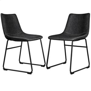 Alfordson 2x Dining Chairs Pu Leather Black