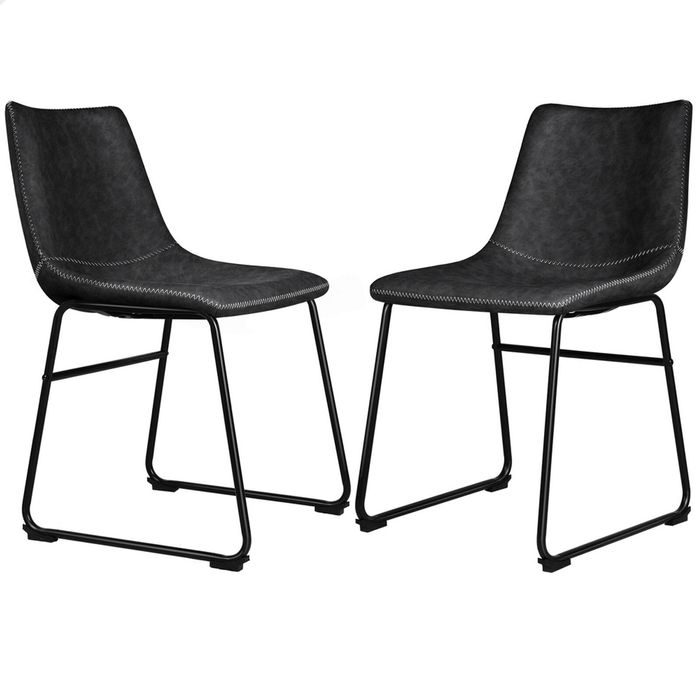 Alfordson 2x Dining Chairs Pu Leather Black