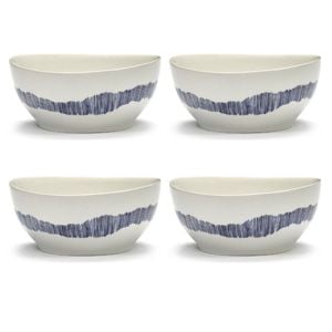 Ottolenghi Feast White With Blue Stripes Bowls 16cm | Set Of 4