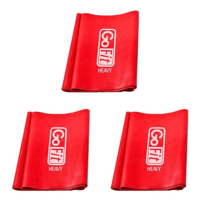 3PK GoFit Latex Free Resistance Flat Band Home Gym Yoga Exercise Heavy Red