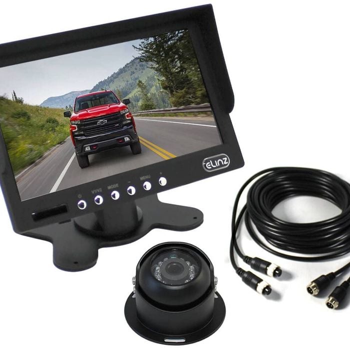 Elinz 7" Monitor HD 12V/24V Reversing CCD Eyeball Camera (BLACK) Truck Caravan - 7.0" | Wired Transmission | 4PIN System