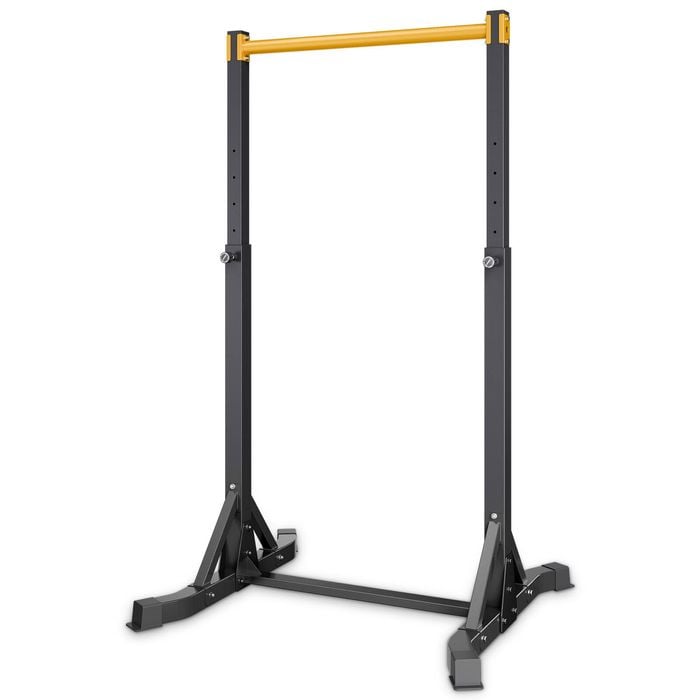 VEVOR Pull Up Bar Black Yellow with H-Frame Stable Base Back Pad for 8-Level Adjustable