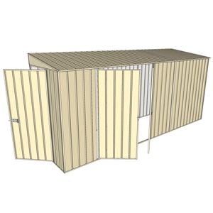 Build-A-Shed 1.2 x 4.5 x 2.0m Tunnel Shed Tunnel Hinged Door with Double Hinged Doors - Cream