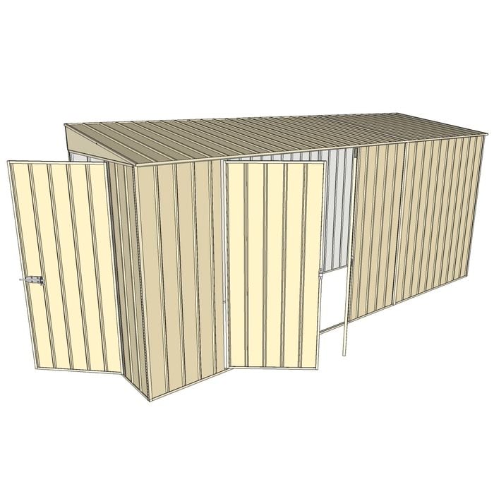 Build-A-Shed 1.2 x 4.5 x 2.0m Tunnel Shed Tunnel Hinged Door with Double Hinged Doors - Cream