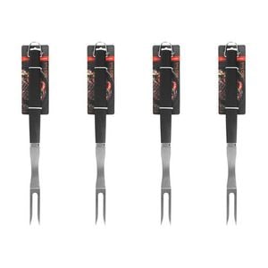 4PK Topchef Stainless Steel Long Handle Barbeque Grilling Fork 46cm Black/Silver