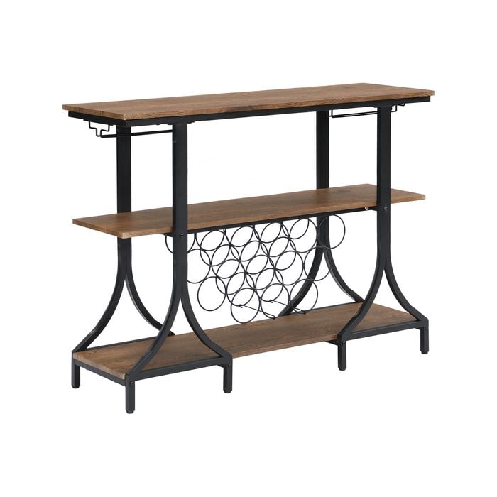 IHOMDEC 3-Tier Vintage Wine Rack with 12 Bottle Holder, Brown