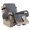 Smarcute 1 Seater Quilted Reversible Recliner Chair Cover Armchair Sofa Slipcover with Straps Grey