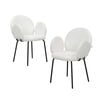 Familand Set of 2 Upholstered Sherpa Lounge Chairs in White
