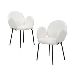 Familand Set of 2 Upholstered Sherpa Lounge Chairs in White