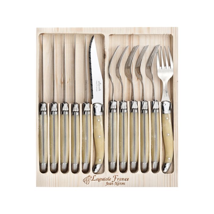 12pc Cutlery Set - Made in France - Light Horn