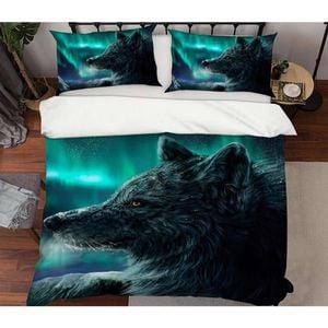 3D Hand Drawn Animal Wolf 79 Bed Pillowcases Quilt King Single Size