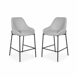 Dorris 2pc Set Bar Chair Barstool Light Grey