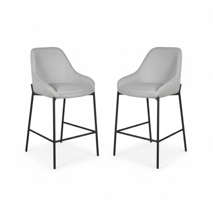 Dorris 2pc Set Bar Chair Barstool Light Grey