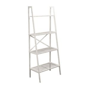 Flexi Storage Living 600 x 1480 x 350mm White Bamboo 4 Tier Ladder Shelf