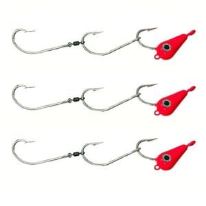 3x 30g TT Lures Bait Trolling Size 5/0 Tarpon Hooks Mackeral Rig - Red