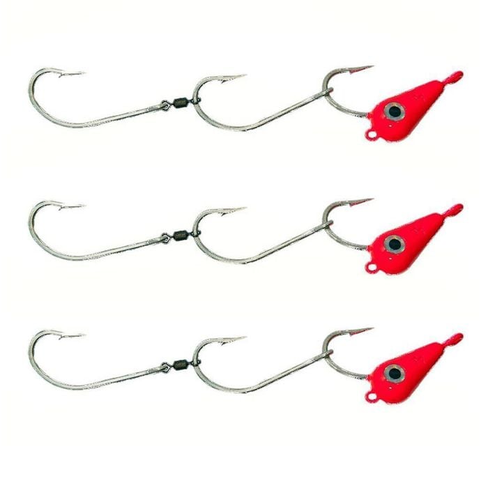 3x 30g TT Lures Bait Trolling Size 5/0 Tarpon Hooks Mackeral Rig - Red