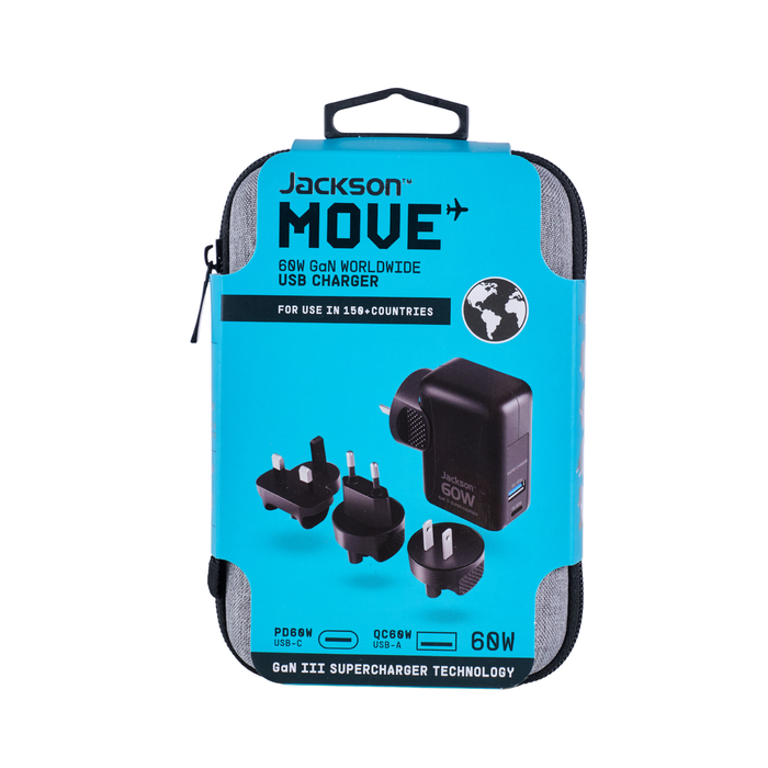 Jackson Move Worldwide 60W USB Adaptor + Carry Case