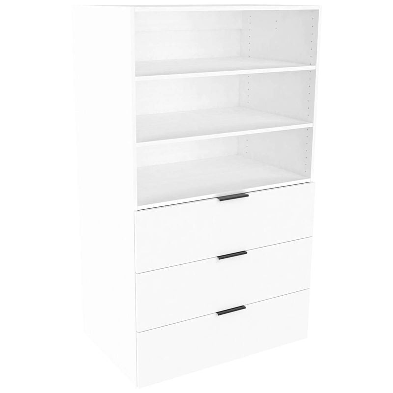 Lugna 1536 x 900 x 580mm White Ready to Assemble Robe Insert 2 Shelf 3 Drawer Unit - White