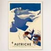 Galrie Austria Autriche Vintage Ski Poster - Retro Art from the Mid-20th Century Artwork, Wood Frame, A2 42 x 60cm (16 x 24inch)