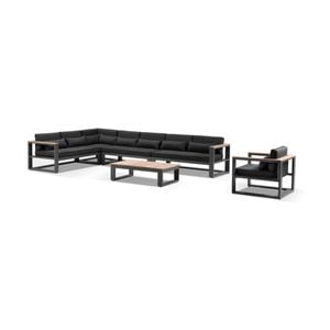 Balmoral Package C Outdoor Aluminium And Teak Lounge Setting With Coffee Table - Charcoal